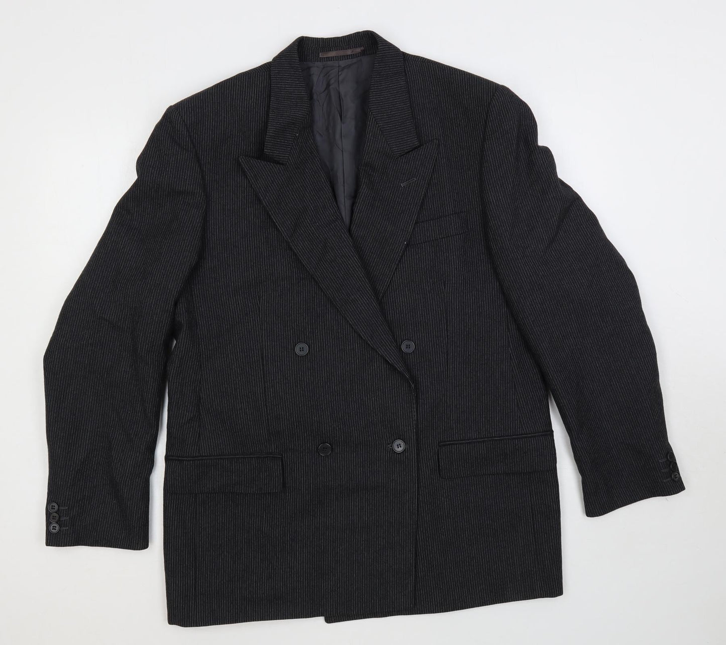 Hornes Mens Grey Striped Wool Jacket Suit Jacket Size 42 Regular