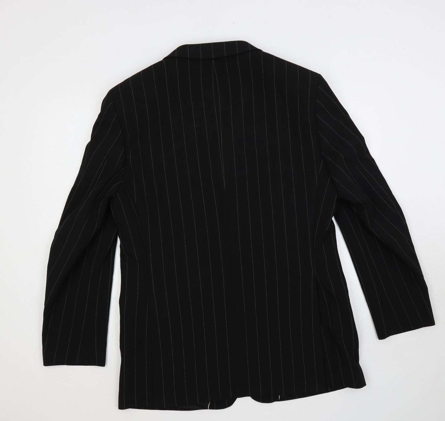 River Island Mens Black Striped Polyester Jacket Suit Jacket Size 42 Regular - Five button sleeve
