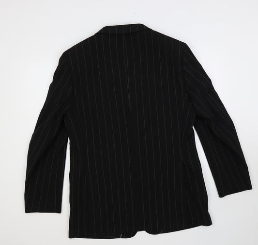 River Island Mens Black Striped Polyester Jacket Suit Jacket Size 42 Regular - Five button sleeve