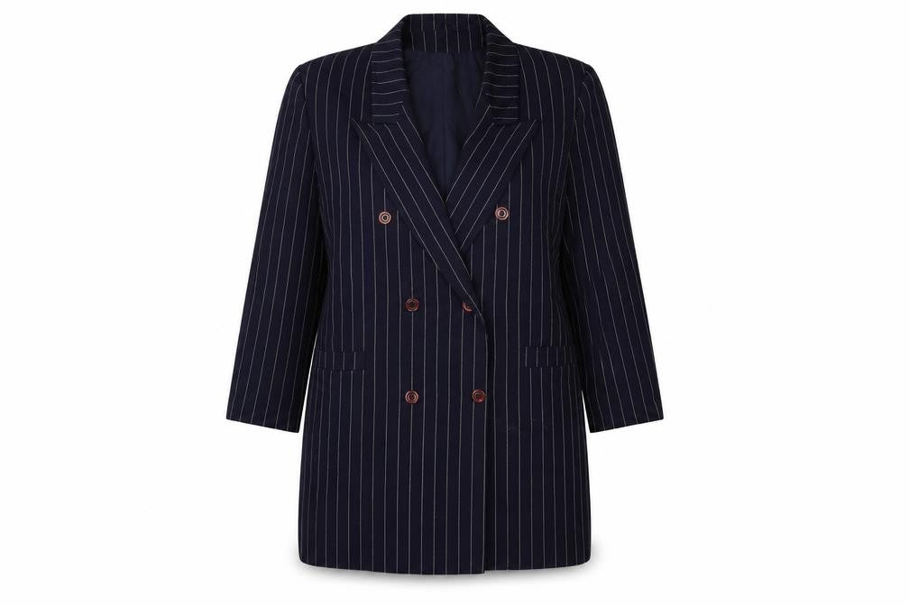 C&A Womens Blue Striped Jacket Blazer Size 14 Button