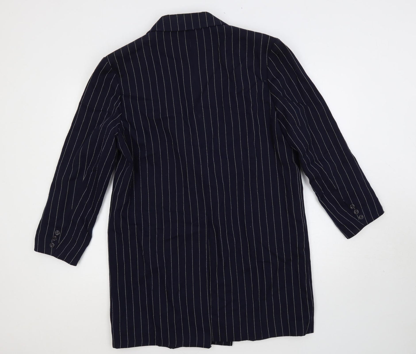 C&A Womens Blue Striped Jacket Blazer Size 14 Button