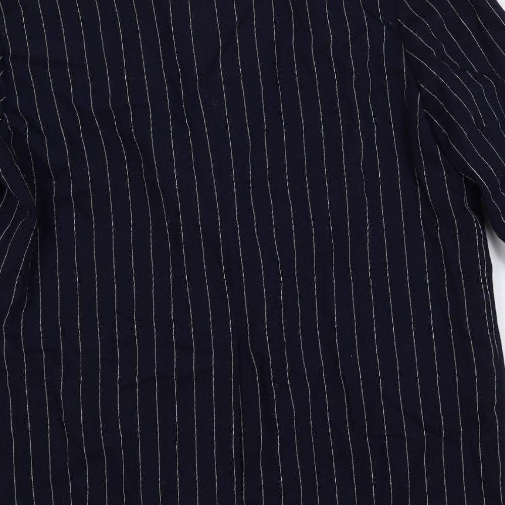 C&A Womens Blue Striped Jacket Blazer Size 14 Button