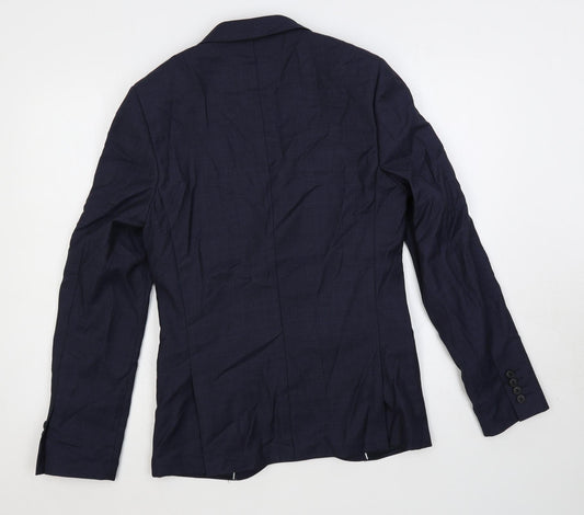 Topman Mens Blue Wool Jacket Suit Jacket Size 36 Regular