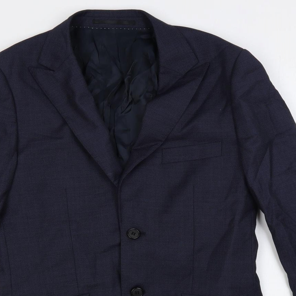Topman Mens Blue Wool Jacket Suit Jacket Size 36 Regular