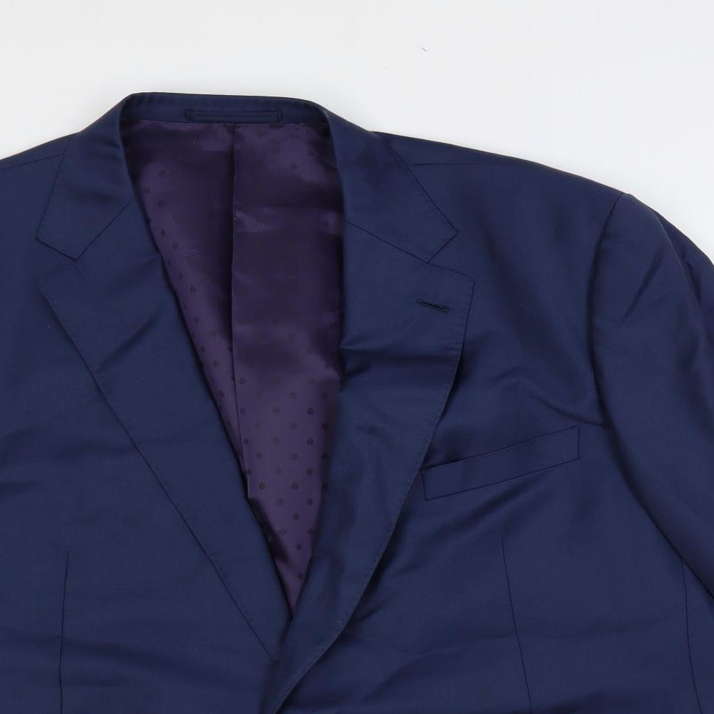 Harris & Howard Mens Blue Wool Jacket Suit Jacket Size 46 Regular