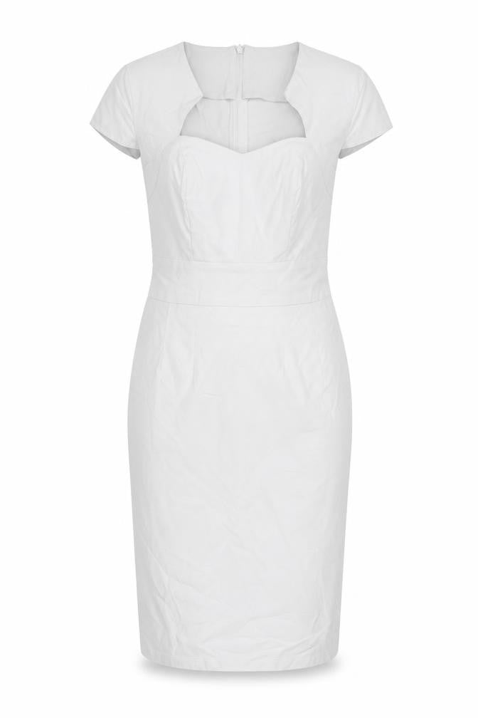 Grace Karin Womens White Rayon Pencil Dress Size S Sweetheart Zip