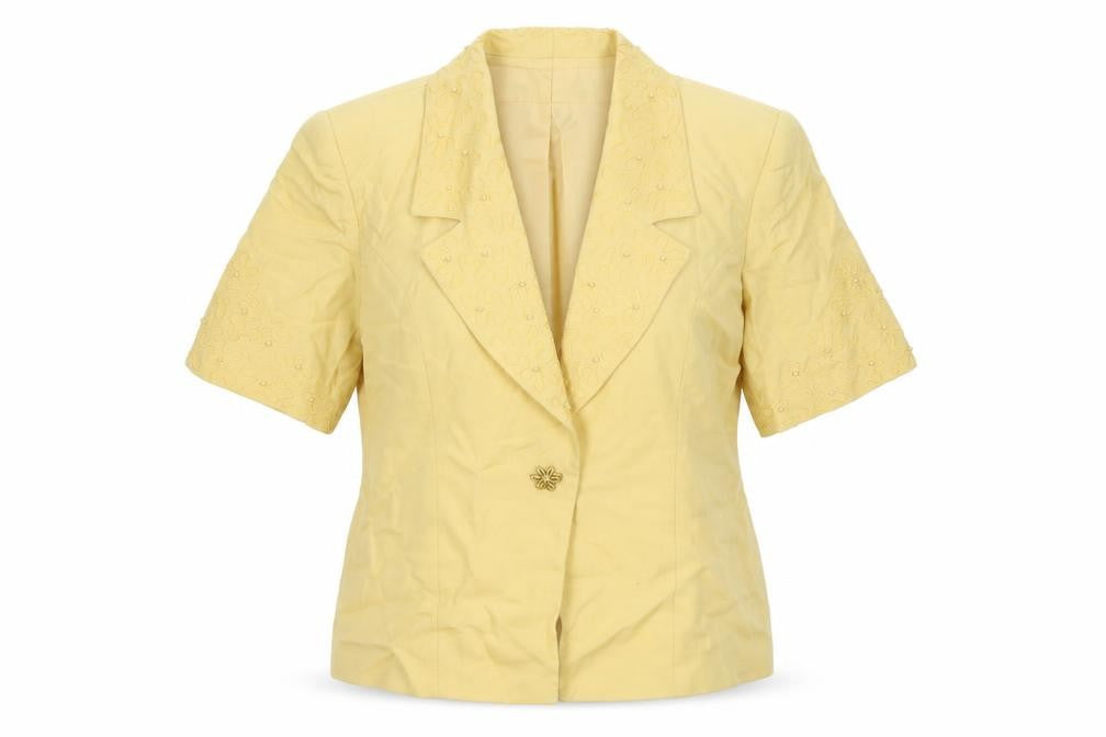 Medici Womens Yellow Jacket Blazer Size 14 Button - Beaded