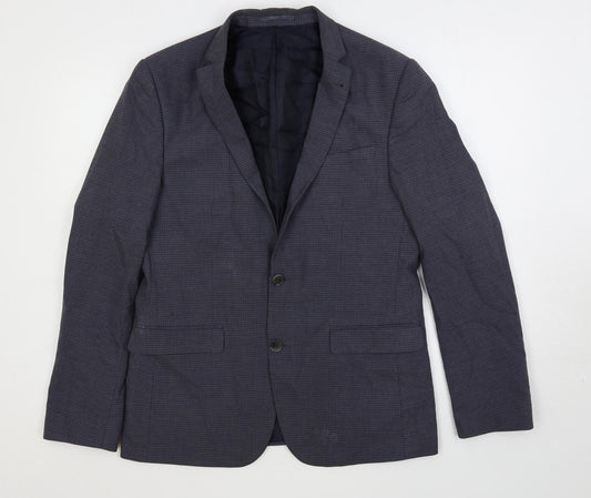 ASOS Mens Blue Geometric Polyester Jacket Suit Jacket Size 40 Regular