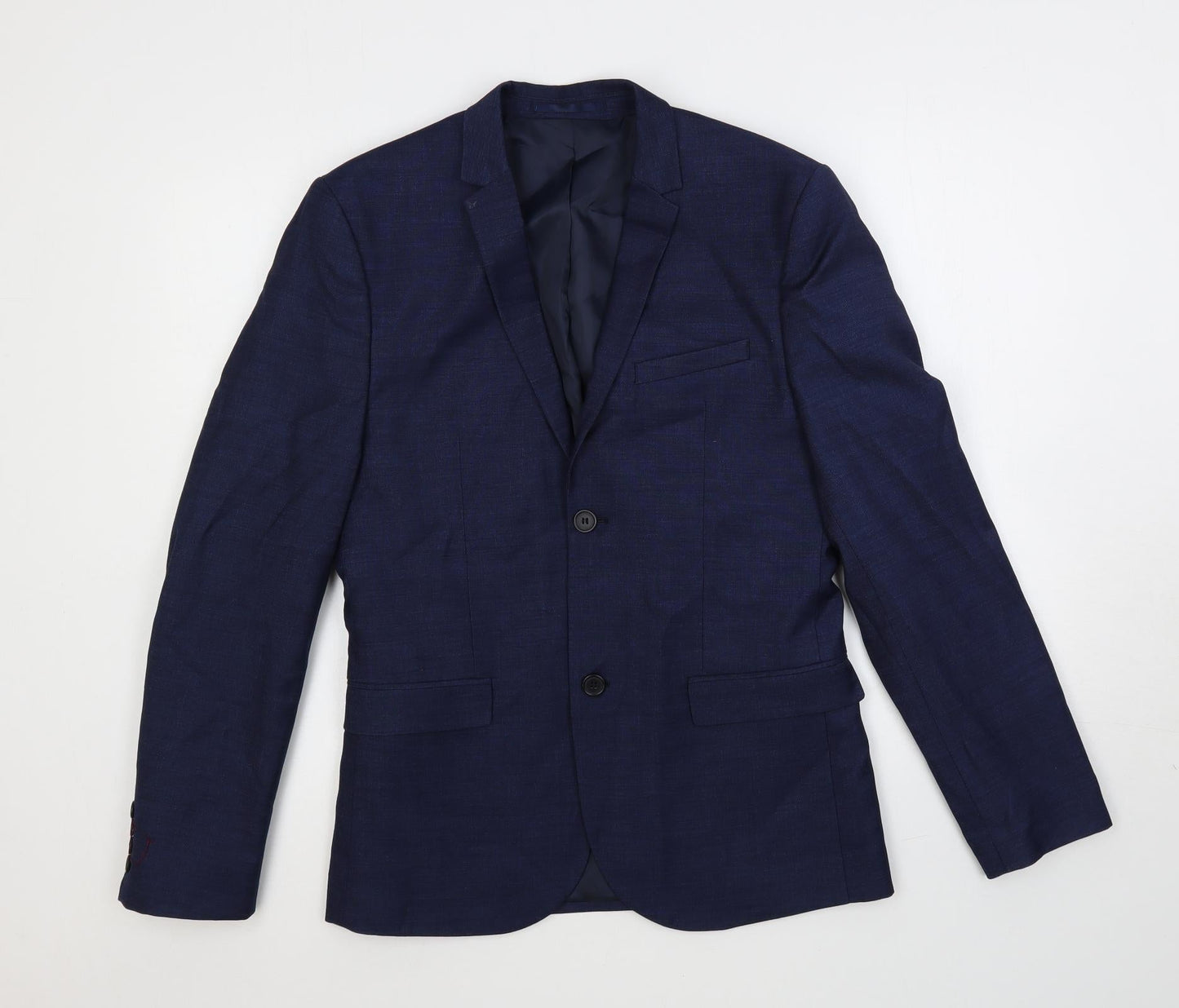 H&M Mens Blue Polyester Jacket Suit Jacket Size 38 Regular