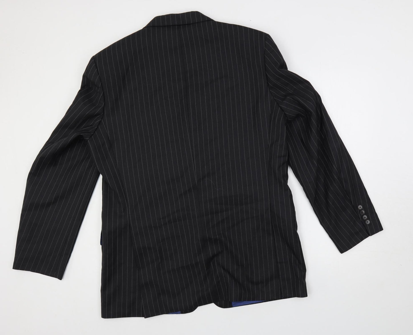 NEXT Mens Black Striped Wool Jacket Suit Jacket Size 44 Regular