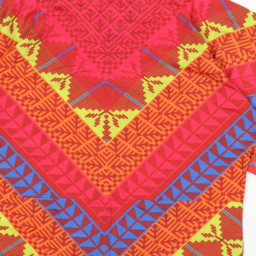 Khaadi Womens Multicoloured Geometric Polyester Basic Button-Up Size S Collared