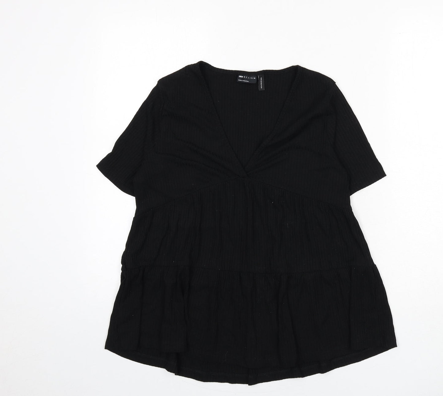 ASOS Womens Black Viscose Basic T-Shirt Size 4 V-Neck - Ribbed, Flare