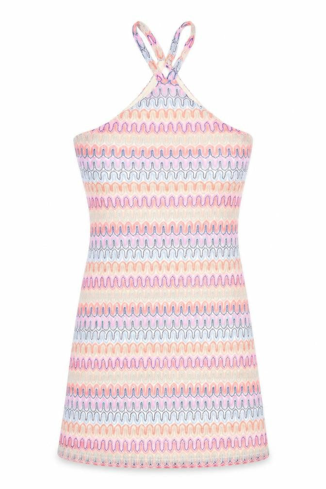 Divided by H&M Womens Multicoloured Geometric Polyester Mini Size S Halter Button