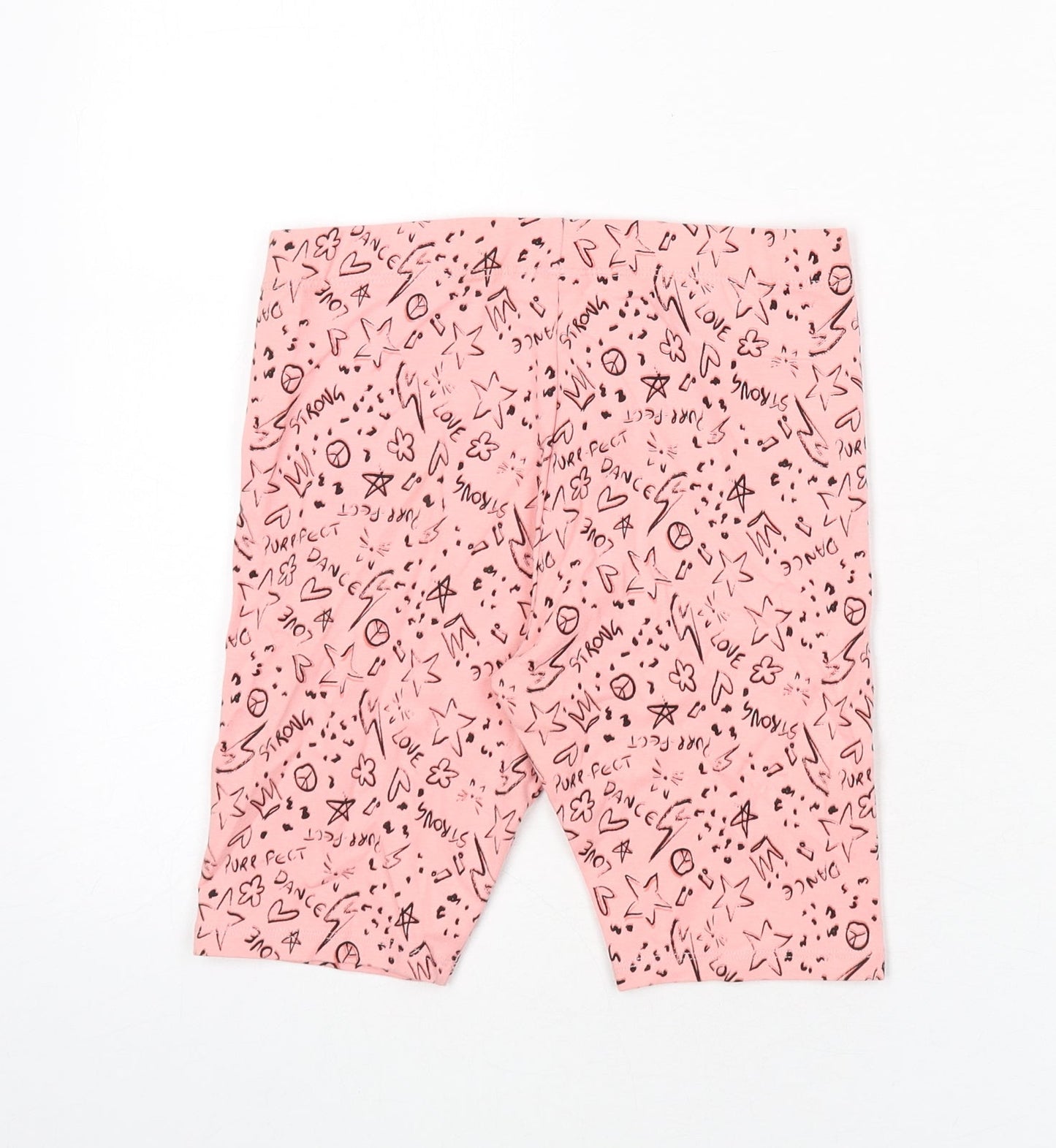 NEXT Girls Pink Geometric Cotton Biker Shorts Size 11 Years L8 in Regular - Purr-fect, Strong, Dance, Love
