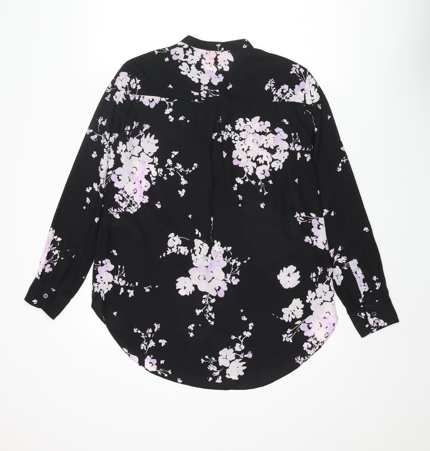 Joe Fresh Womens Black Floral Polyester Basic Blouse Size S Henley