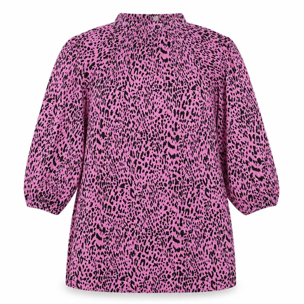 ASOS Womens Pink Animal Print Polyester Mini Size 10 Mock Neck Pullover - Leopard Print