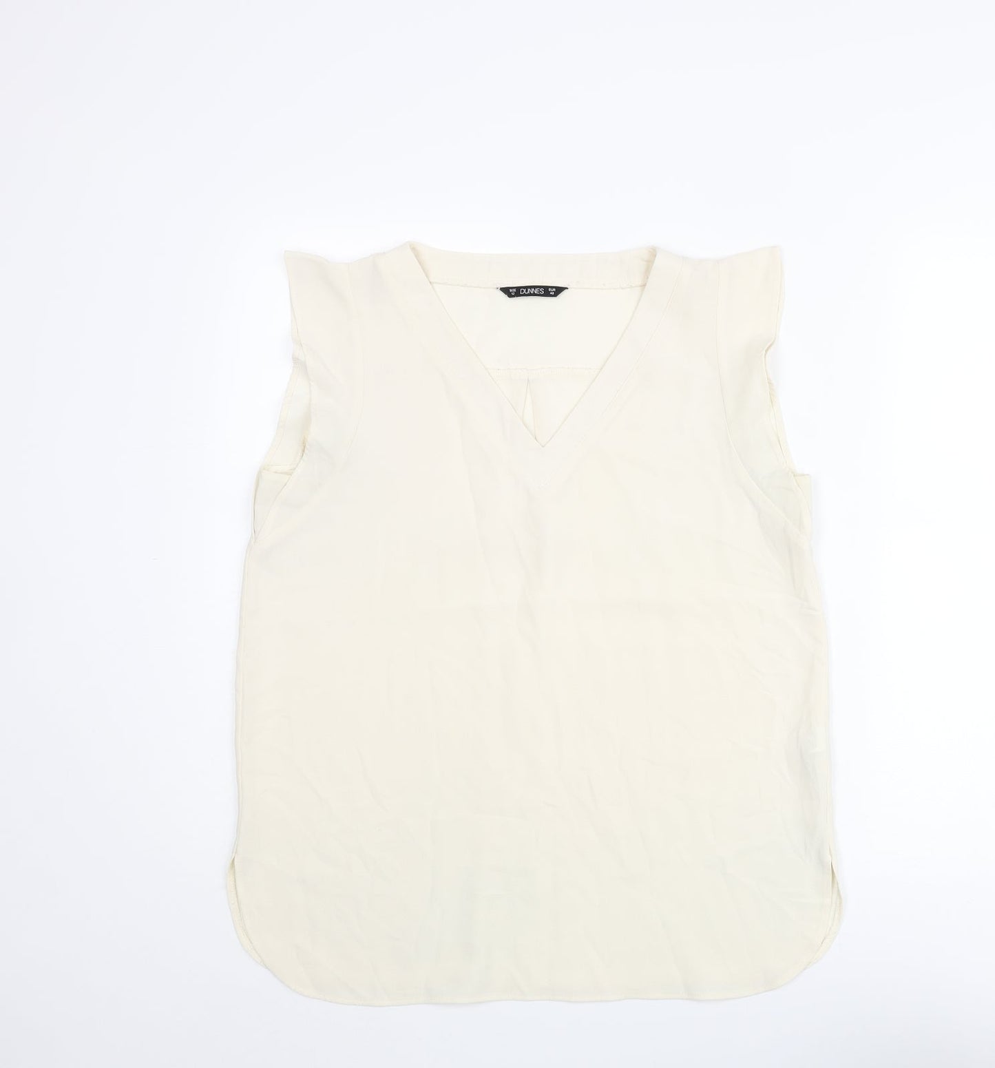 Dunnes Stores Womens Ivory Polyester Basic Blouse Size 12 V-Neck