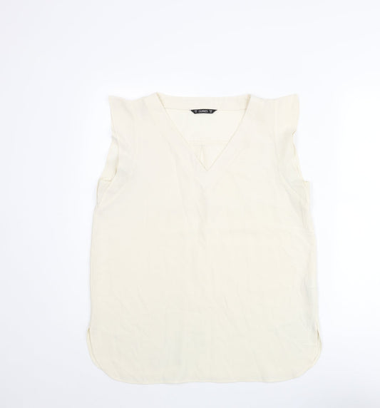 Dunnes Stores Womens Ivory Polyester Basic Blouse Size 12 V-Neck