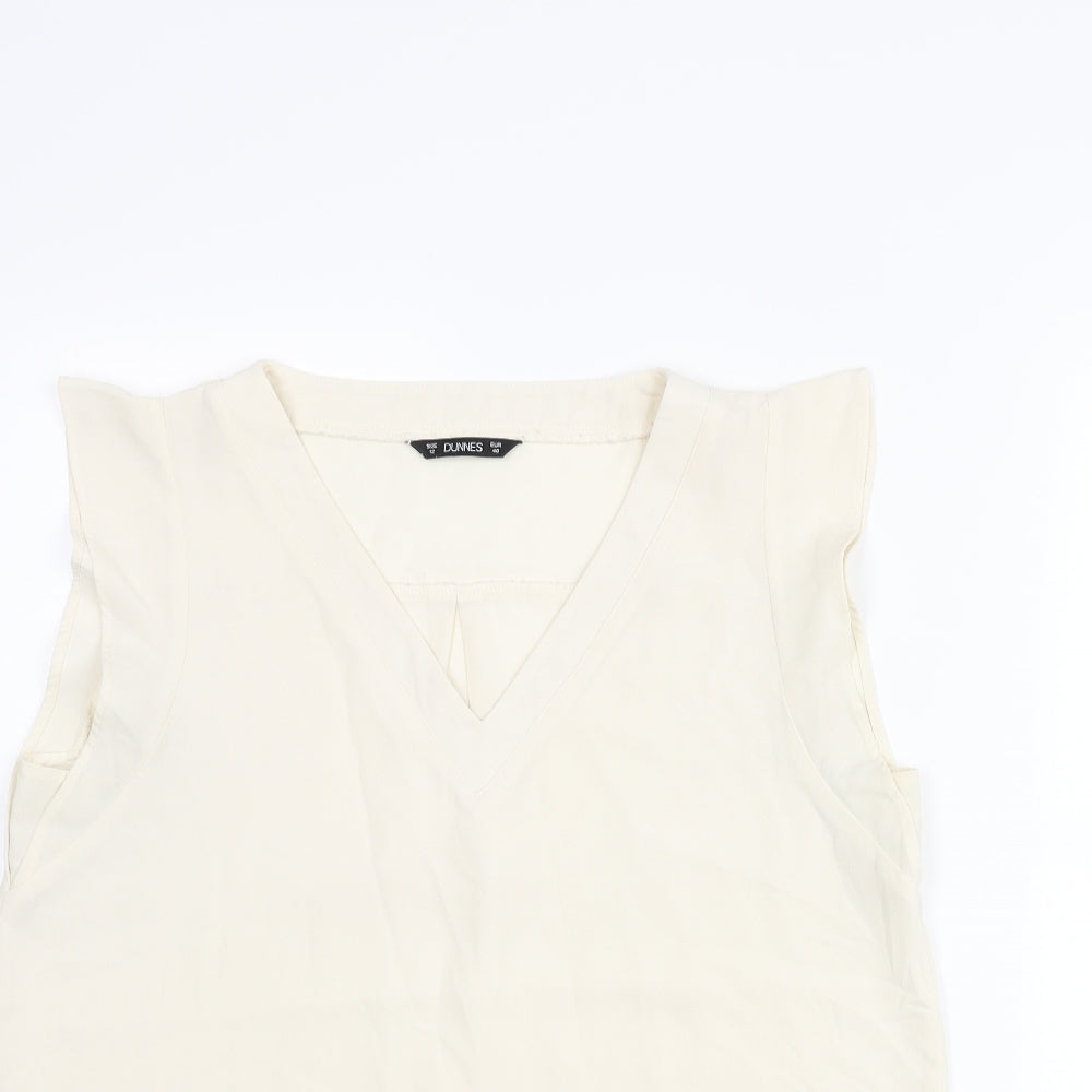 Dunnes Stores Womens Ivory Polyester Basic Blouse Size 12 V-Neck