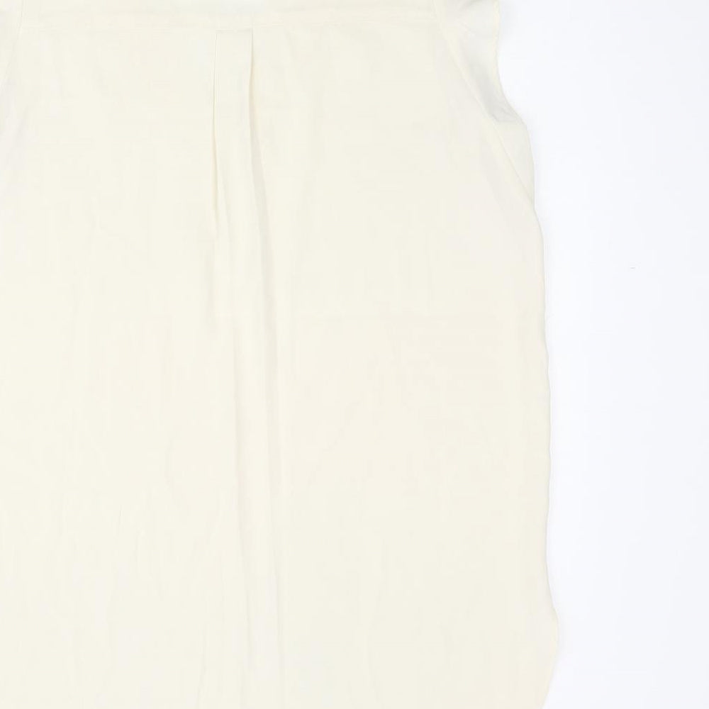 Dunnes Stores Womens Ivory Polyester Basic Blouse Size 12 V-Neck