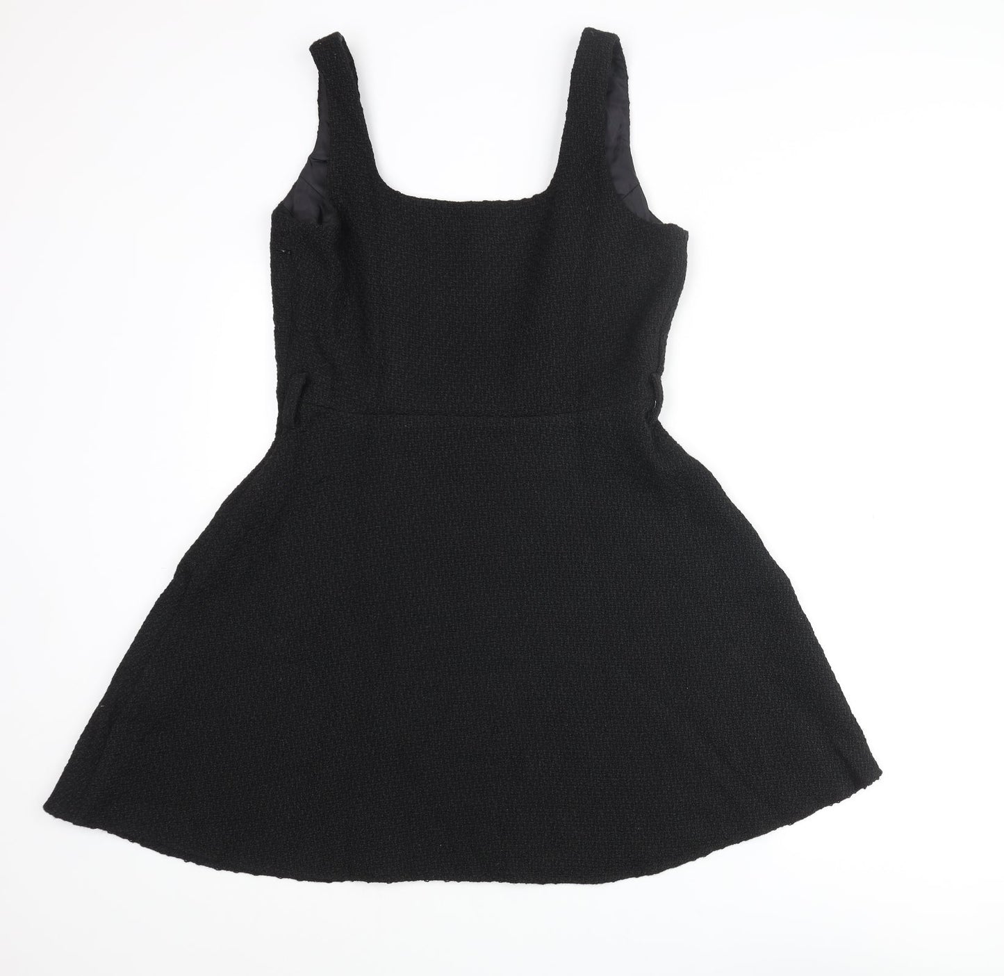 New Look Womens Black Polyester A-Line Size 10 Scoop Neck Zip