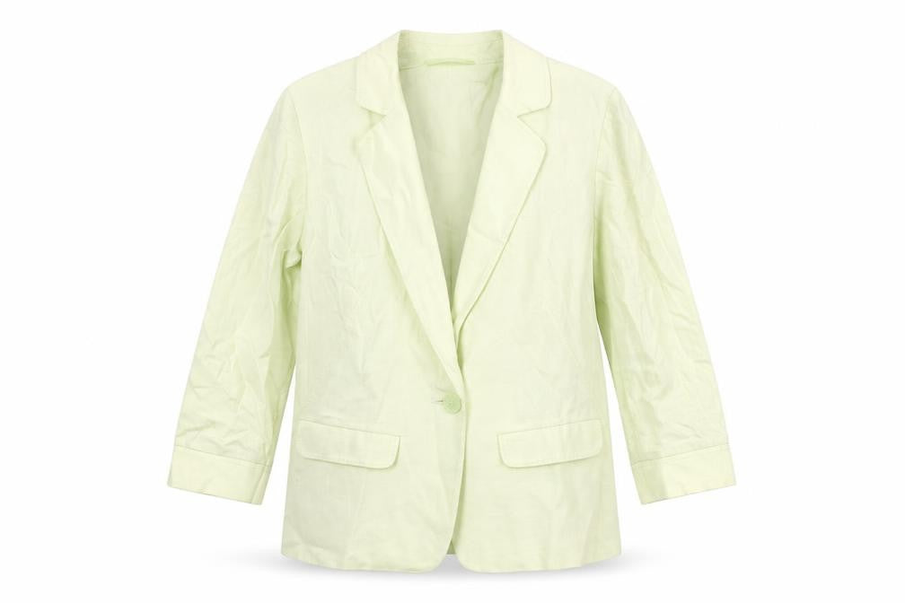 Classics Womens Green Linen Jacket Blazer Size 8
