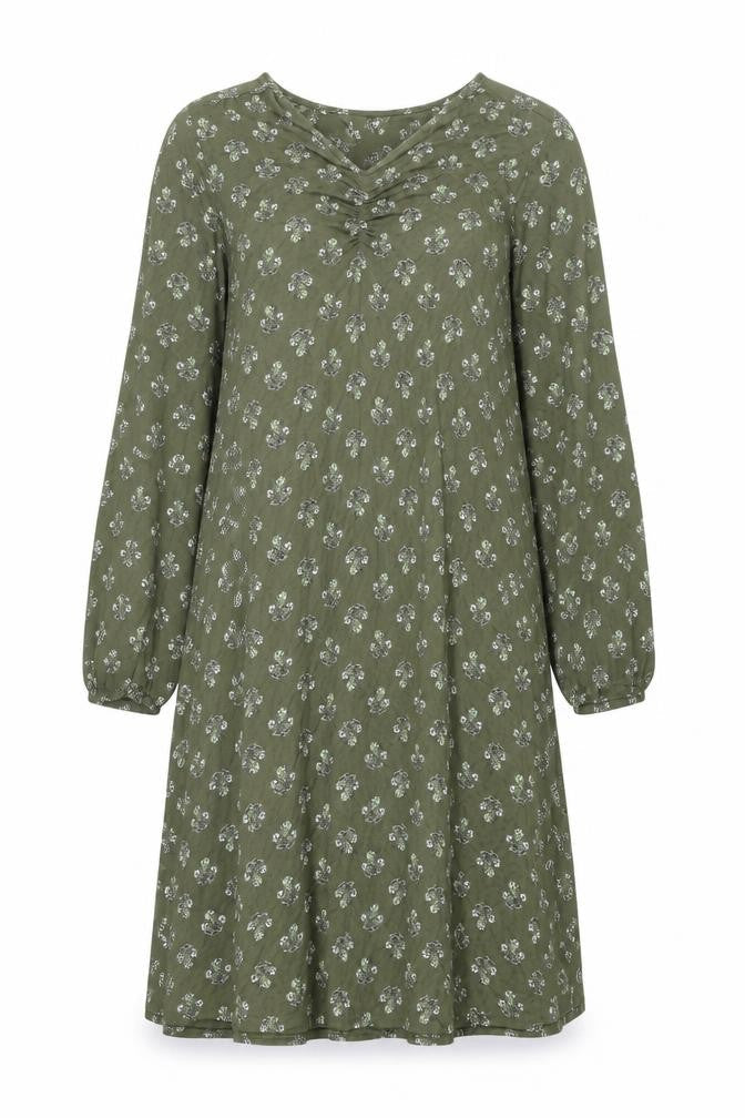 Marks and Spencer Womens Green Geometric Viscose A-Line Size 8 V-Neck Pullover