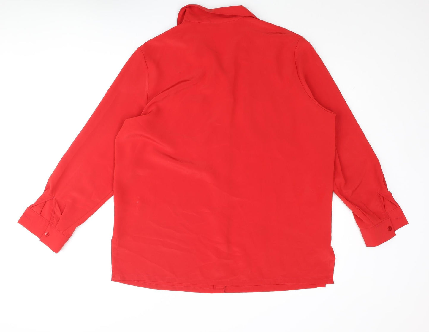 St Michael Womens Red Polyester Basic Button-Up Size 16 Collared