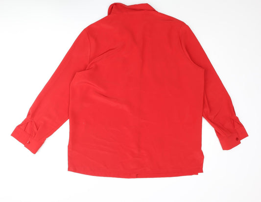 St Michael Womens Red Polyester Basic Button-Up Size 16 Collared
