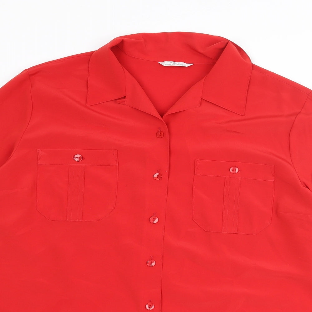 St Michael Womens Red Polyester Basic Button-Up Size 16 Collared