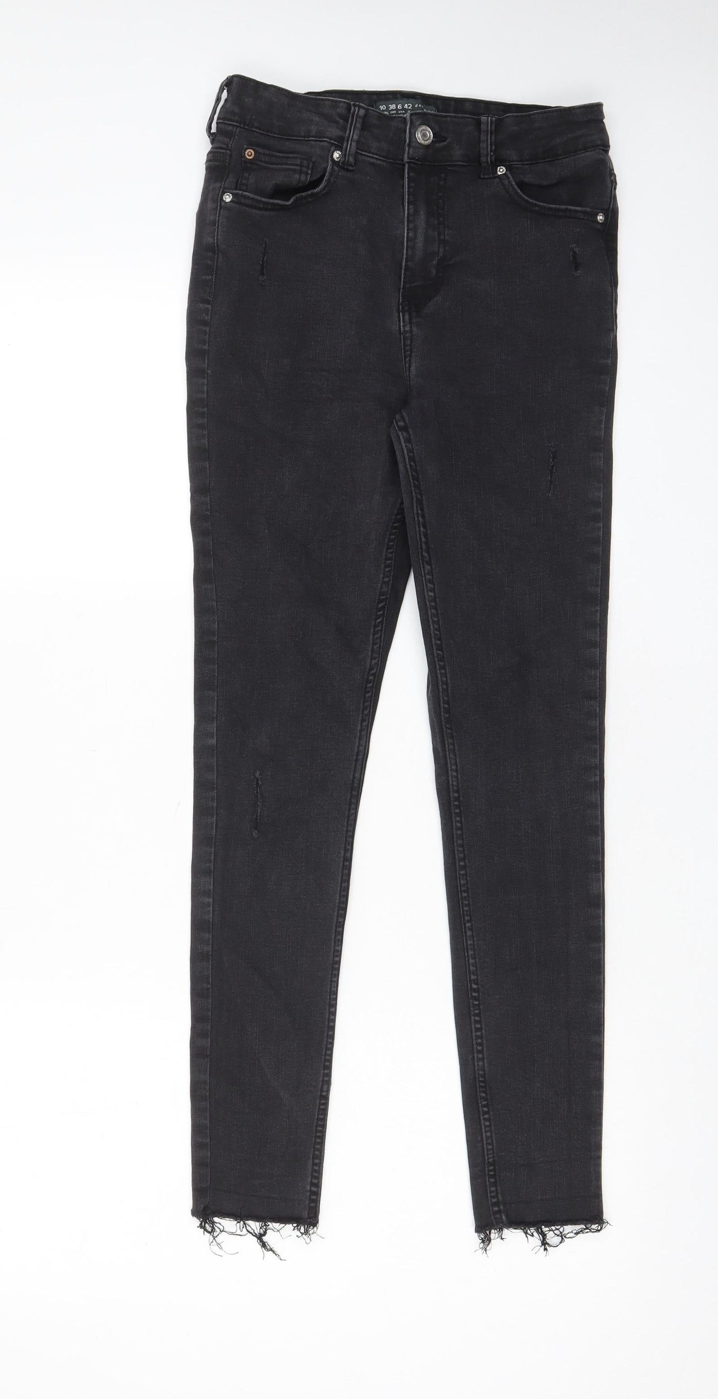 Denim & Co. Womens Grey Cotton Skinny Jeans Size 10 L27 in Regular Zip - Pockets, Belt Loops