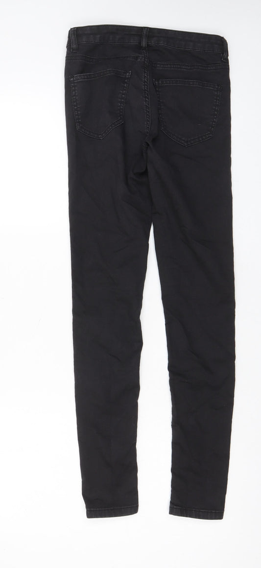 Warehouse Womens Black Cotton Skinny Jeans Size 10 L28 in Regular Zip - Pockets, Belt Loops