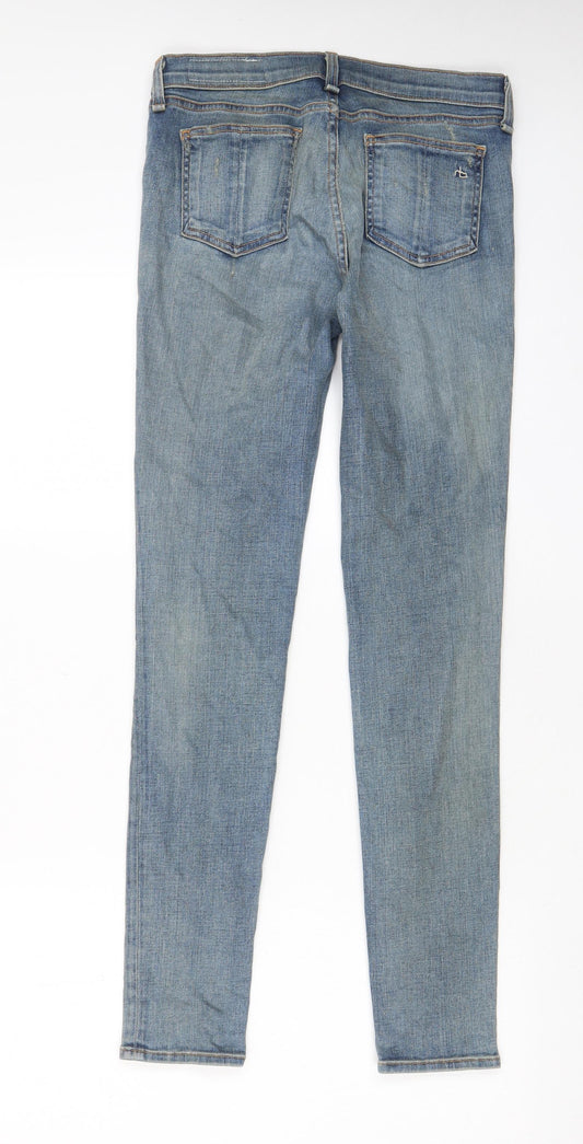 rag & bone Womens Blue Cotton Skinny Jeans Size 27 in L29 in Regular Zip - Distressed, Pockets, Belt Loops