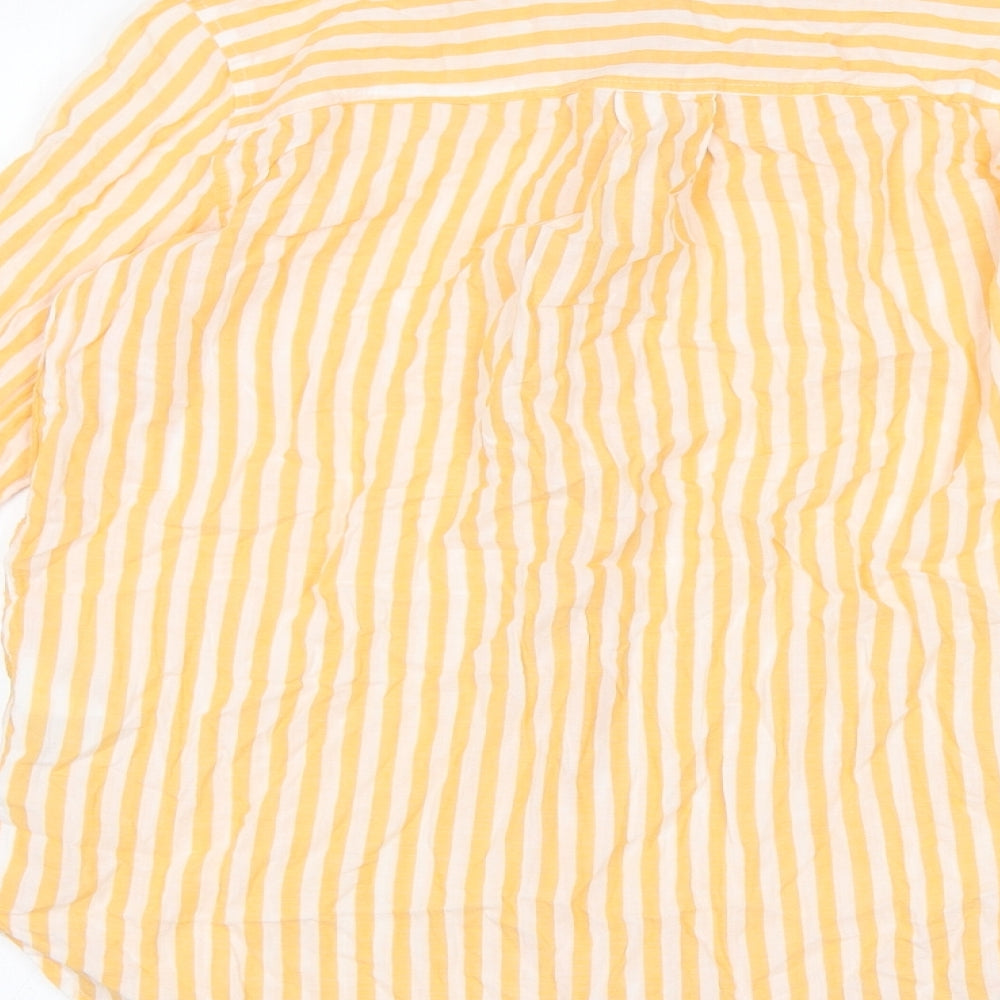 Divided by H&M Womens Yellow Striped Cotton Basic Button-Up Size 6 Collared