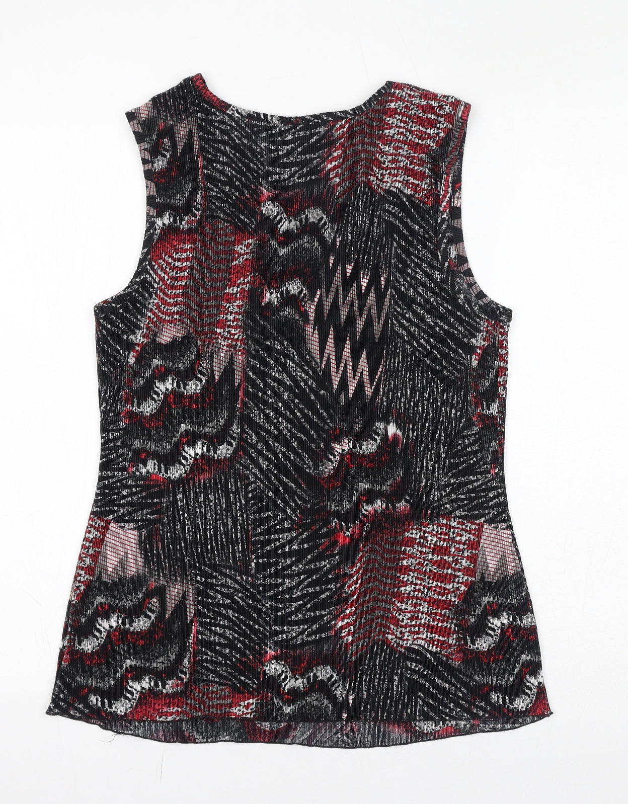 Tradition Womens Red Geometric Polyester Basic Tank Size 6 Round Neck - Size 6-8