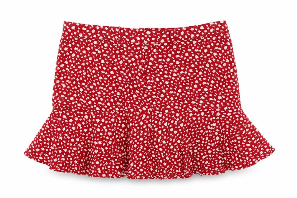 Review Womens Red Floral Viscose Skort Skirt Size S Zip