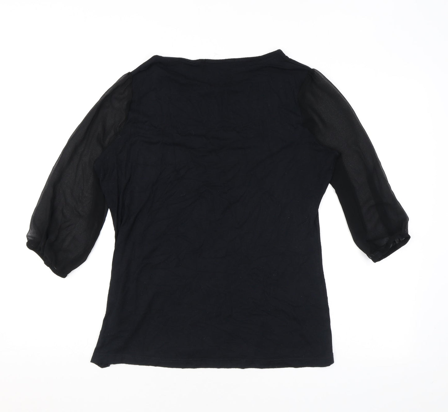 Marks and Spencer Womens Black Viscose Basic Blouse Size 12 Round Neck