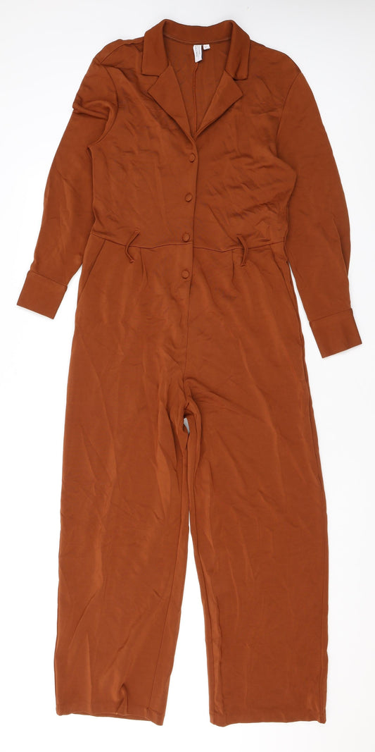 & Other Stories Womens Brown Polyester Jumpsuit One-Piece Size 6 L25 in Button