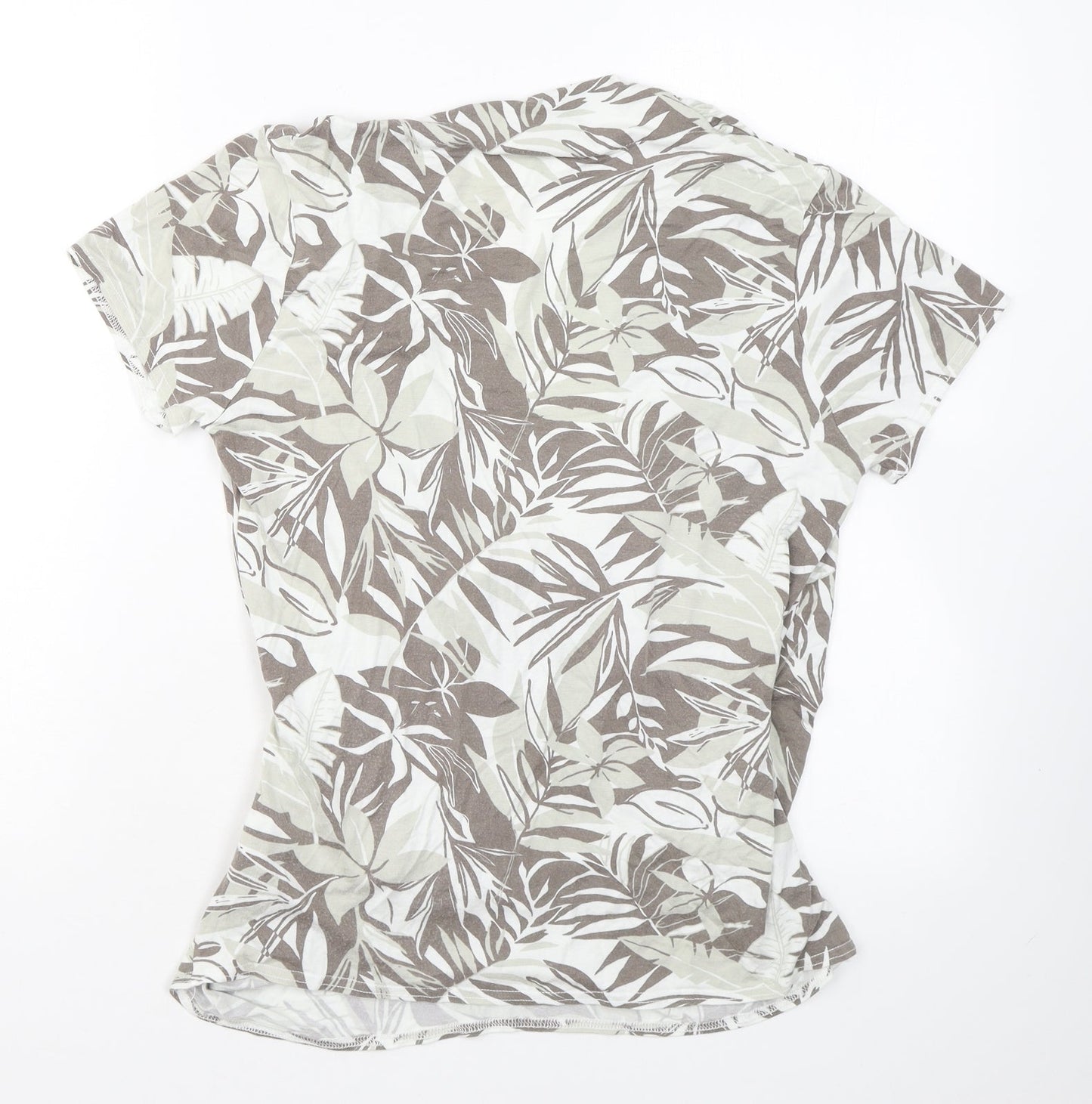 Marble Womens Grey Floral Viscose Wrap T-Shirt Size 14 V-Neck