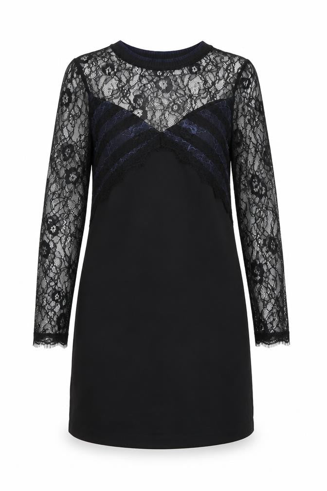 Zara Womens Black Polyamide Shift Size XS Round Neck Pullover - Lace detail