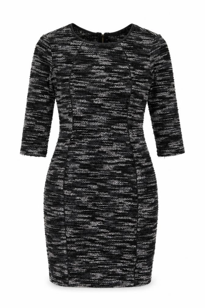 AGGI Womens Grey Polyester Bodycon Size 6 Boat Neck Zip