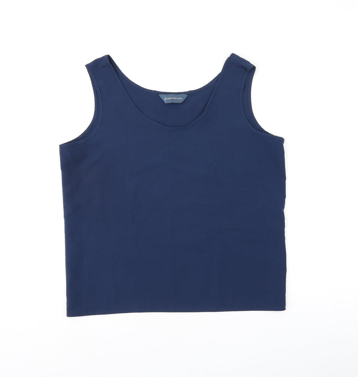 Debenhams Womens Blue Polyester Basic Tank Size 12 Scoop Neck