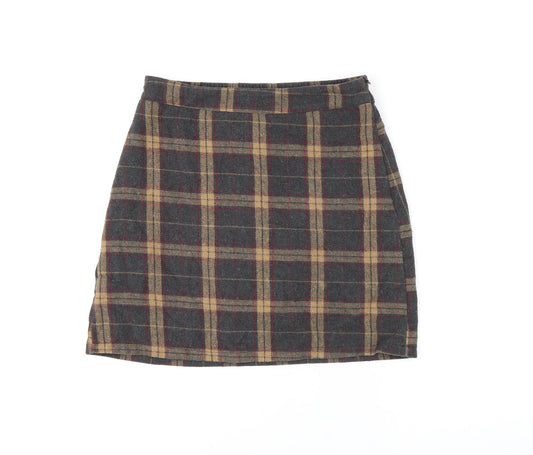 DAZY Womens Brown Plaid Polyester Skort Skirt Size L Zip