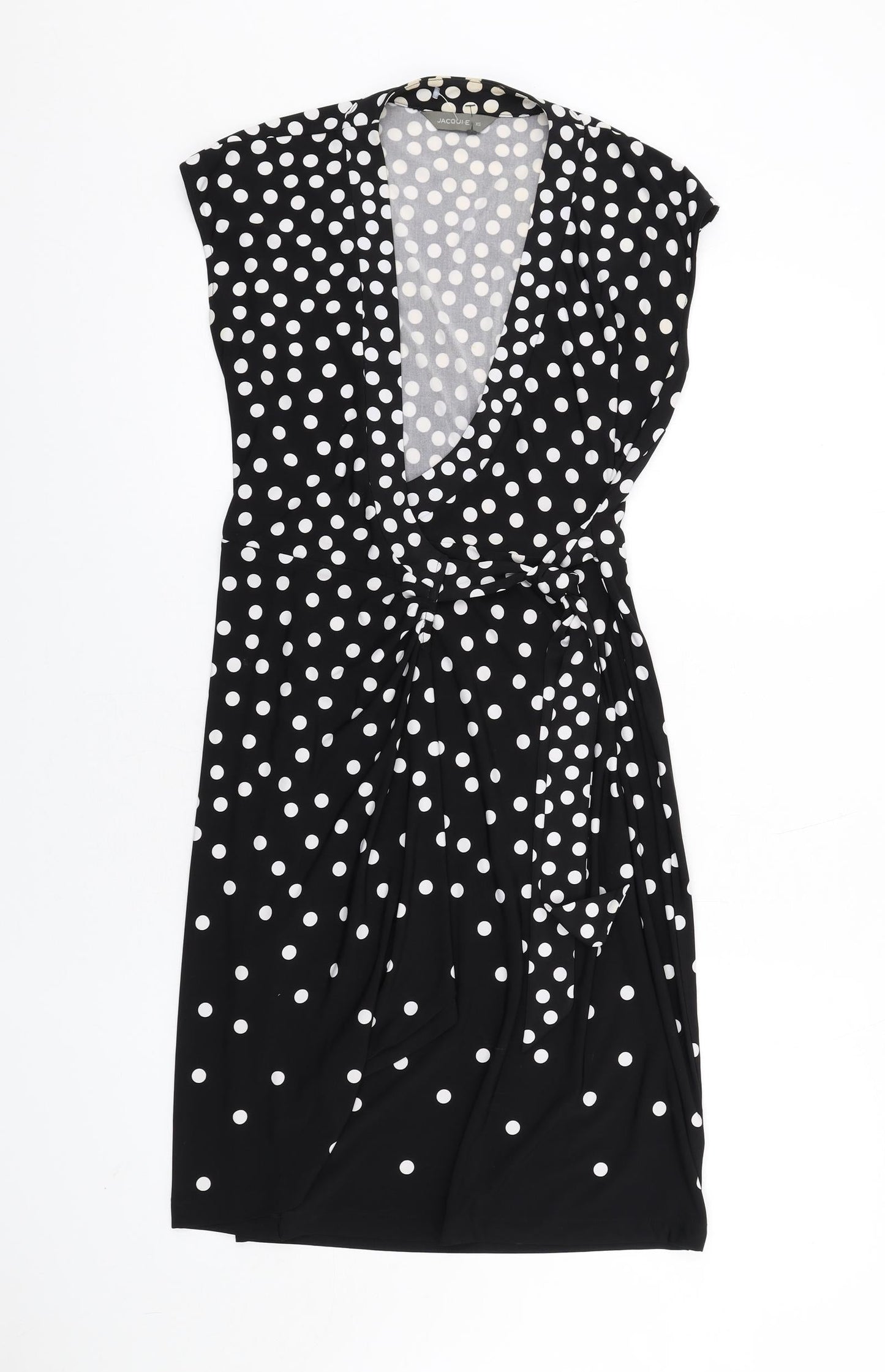 Jacqui E Womens Black Polka Dot Polyester A-Line Size XS V-Neck Pullover