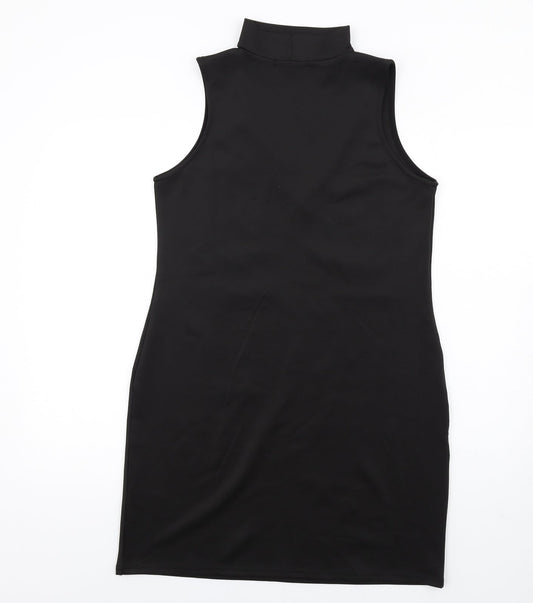 Missguided Womens Black Polyester Bodycon Size 10 Mock Neck Pullover - Keyhole neck