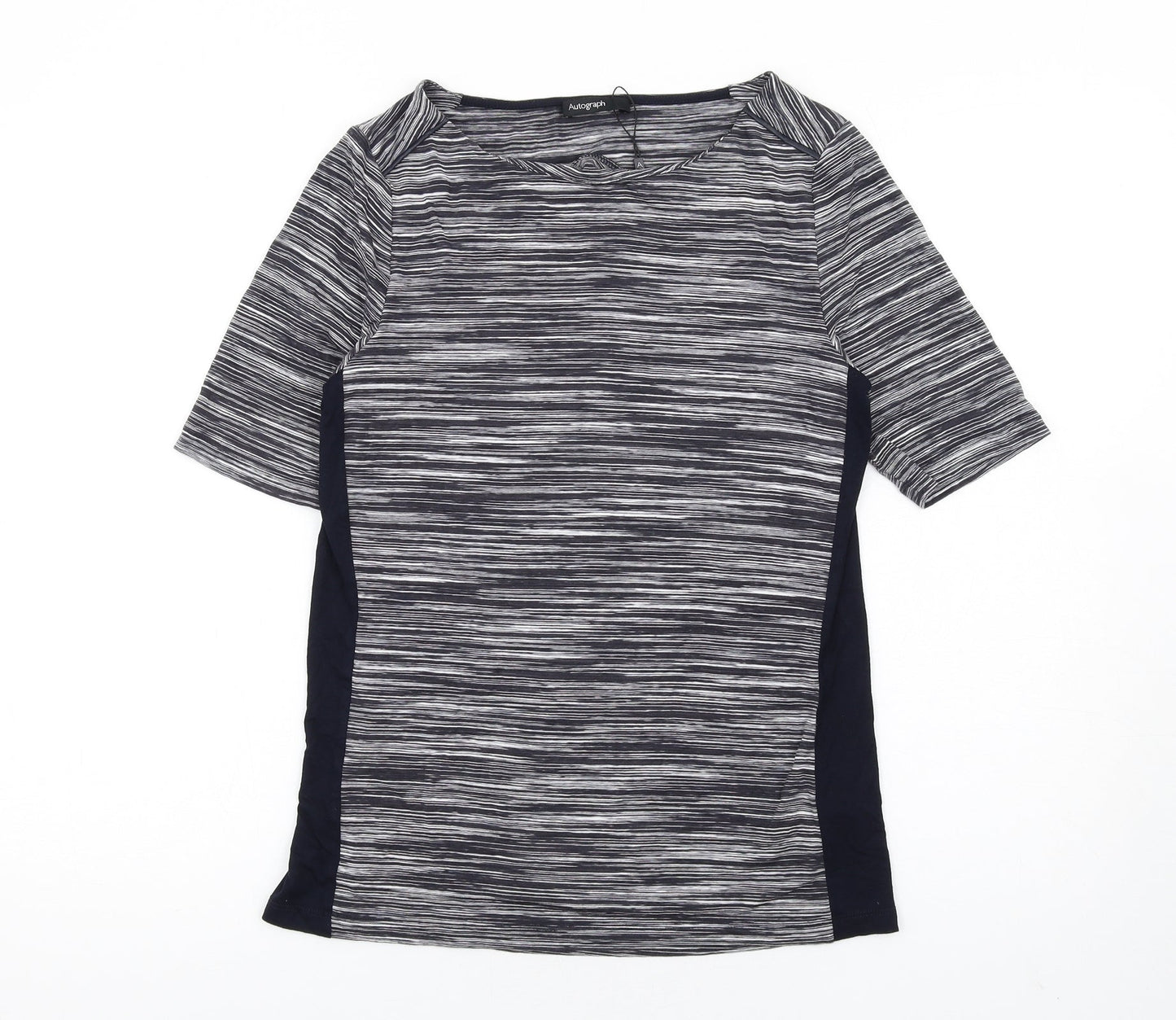 Autograph Womens Blue Viscose Basic T-Shirt Size 12 Scoop Neck