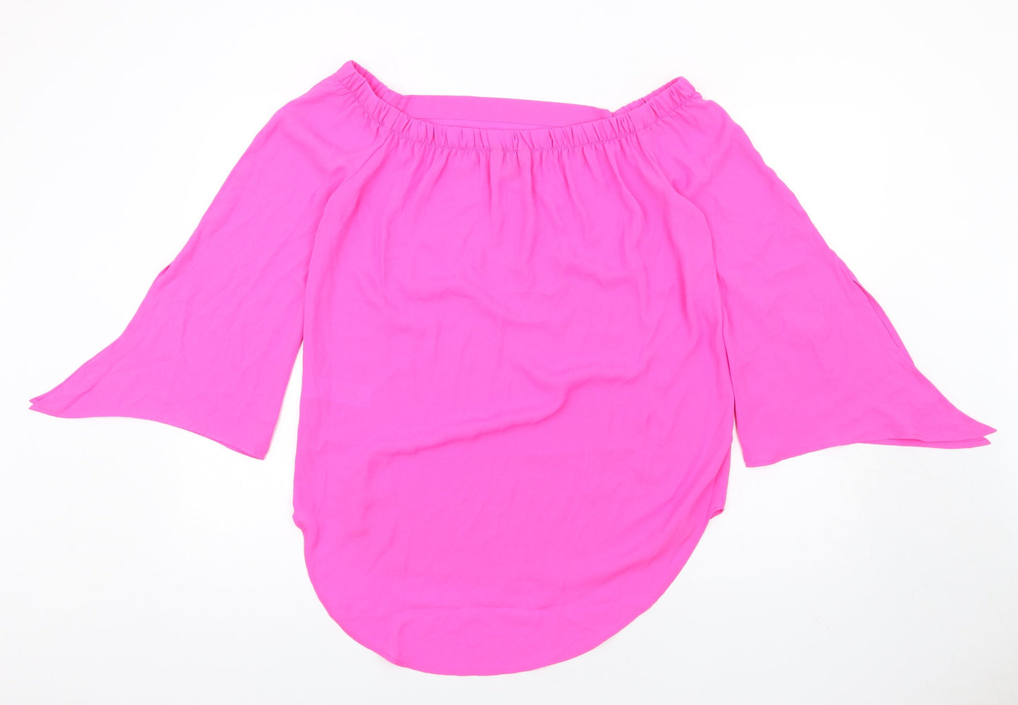 New Look Womens Pink Polyester Basic Blouse Size 12 Off the Shoulder
