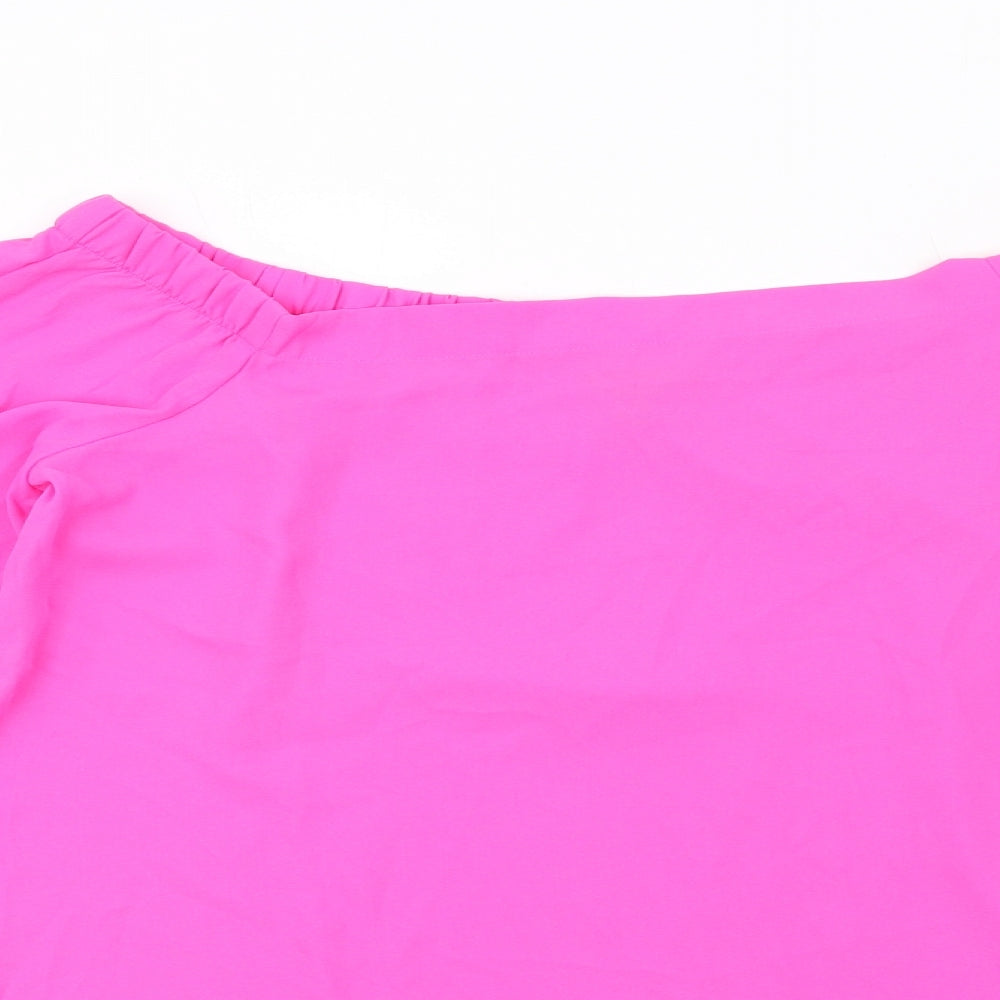 New Look Womens Pink Polyester Basic Blouse Size 12 Off the Shoulder