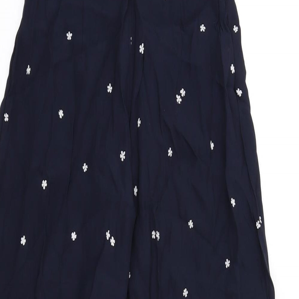 Forever New Womens Blue Floral Vinyl Jumpsuit One-Piece Size 6 L28 in Zip - Tie Front