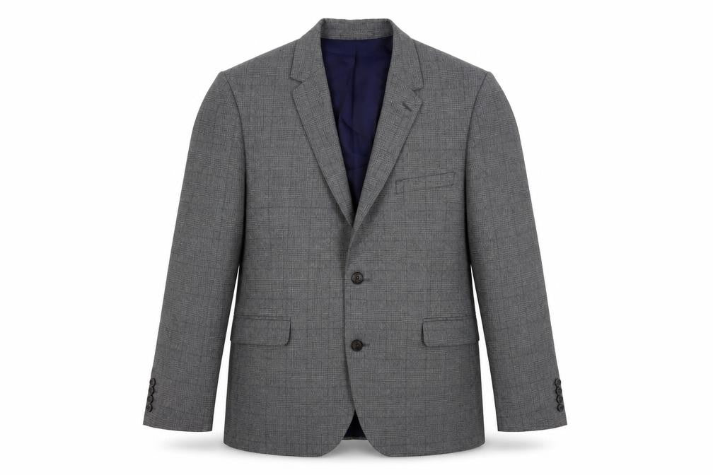 Marks and Spencer Mens Grey Plaid Polyester Jacket Sport Coat Size 46 Regular